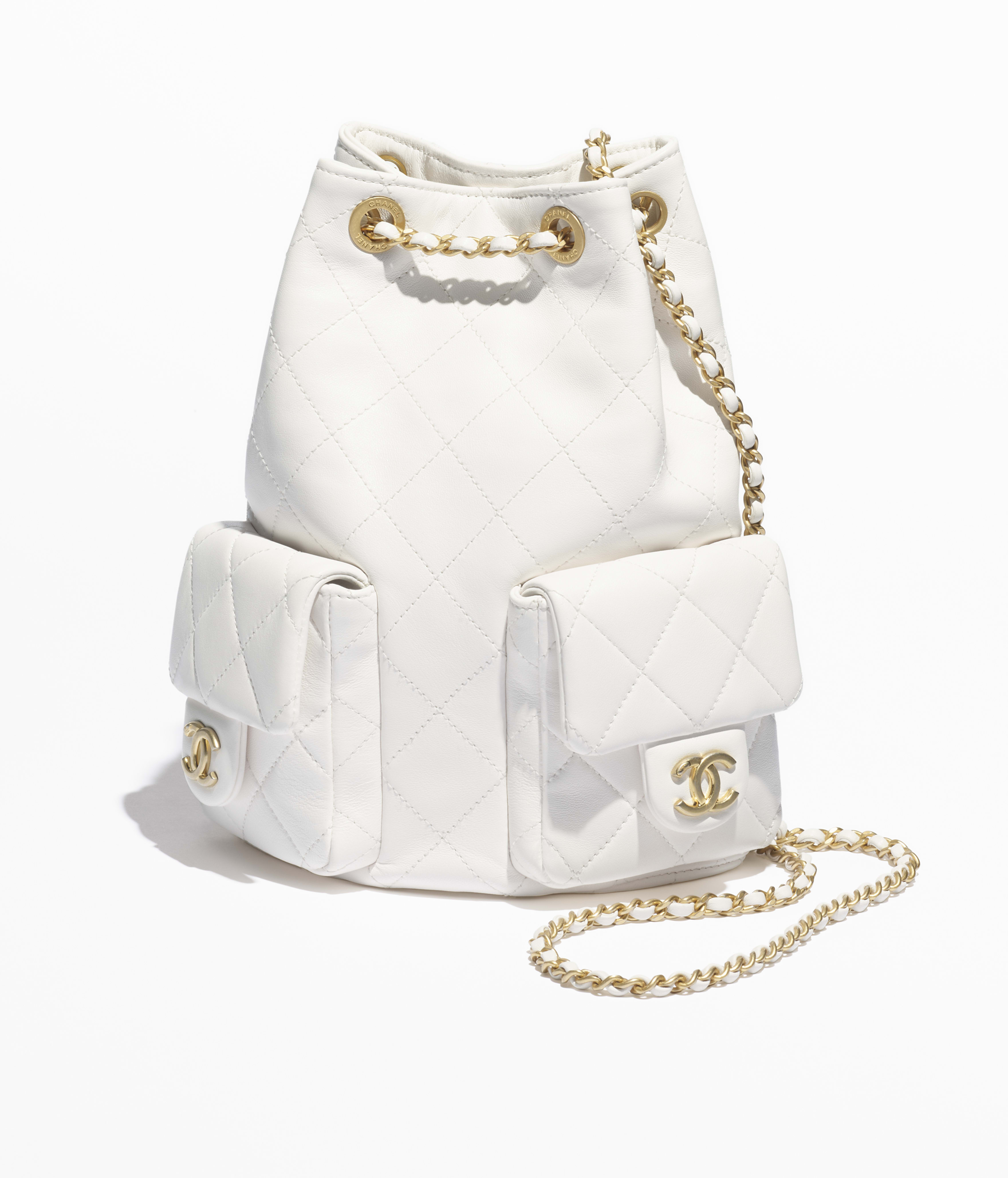 Sac à dos - Blanc - Agneau brillant & métal doré - vue artistique 2